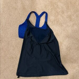 Under Armour Black Tank with Blue Built-In Racerback Bra